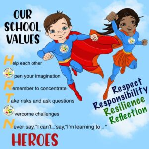 horton heroes graphic at horton kirby primary school to demonstrate their school values