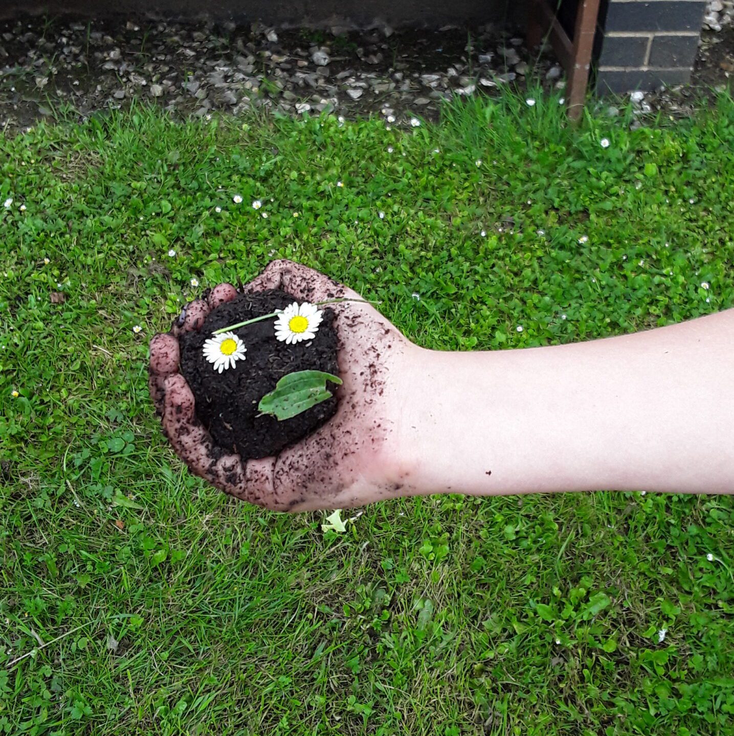 smiley face made our of dirt